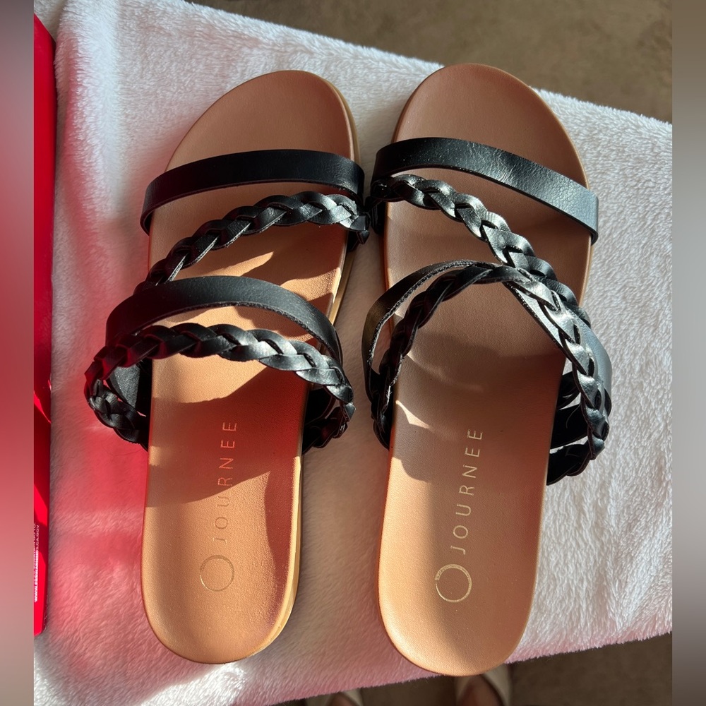 Women's Black Braided Sandals - Picture 1 of 5